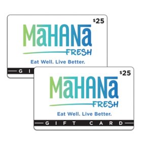 Mahana Fresh $50 Gift Card Multi-Pack, 2 x $25