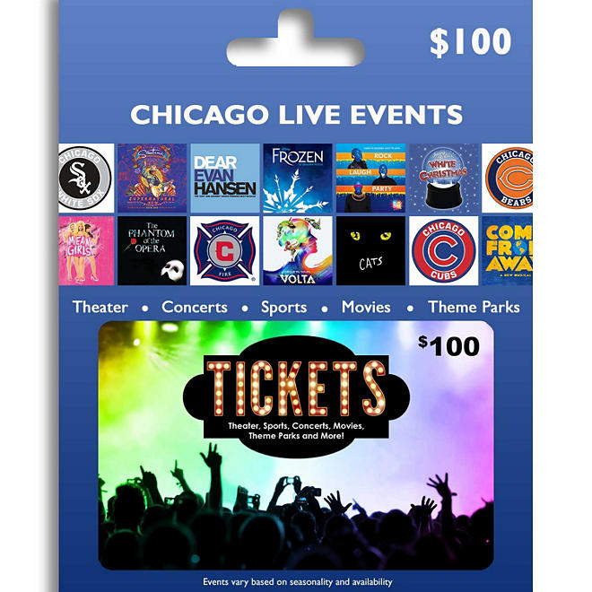 Tickets Card Chicago Live Events $100 Value