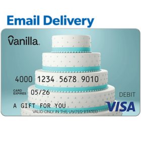 Vanilla Visa Blue Cake Email Delivery Gift Card, Various Amounts