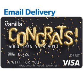 Vanilla Visa Congrats Email Delivery Gift Card, Various Amounts