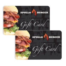 Apollo Burger 50 Value Gift Cards 2 X 25 Sams Club