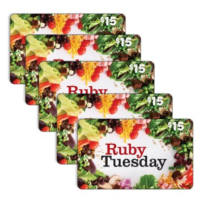 Ruby Tuesday $75 Value Gift Cards - 5 x $15