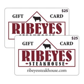 Ribeye's Steakhouse $50 Value Gift Cards - 2 x $25