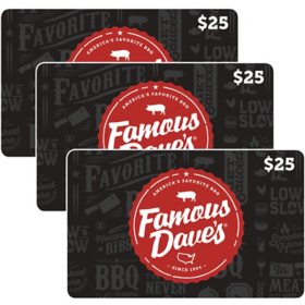 Famous Dave's $75 Gift Card Multi-Pack, 3 x $25