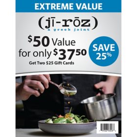 Ji-Roz $50 Value Gift Cards - 2 x $25