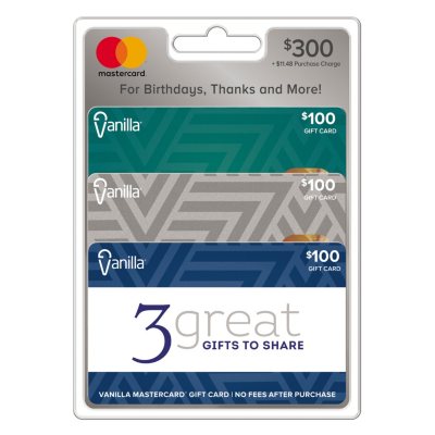 Vanilla Mastercard 300 Value Gift Cards 3 X 100 Sam S Club