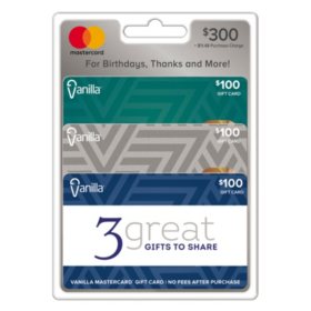 Vanilla Mastercard $300 Gift Card Multi-Pack, 3 x $100