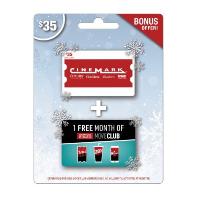Cinemark 35 Gift Card + 1 Free Month of Membership Sam's Club