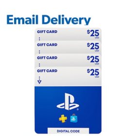 Sony PlayStation Store $100 Email Delivery Gift Card Multi-Pack, 4 x $25