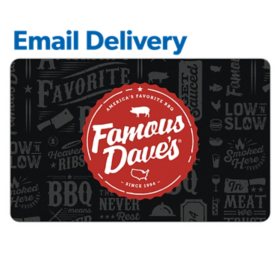 Famous Dave's $75 Email Delivery Gift Card