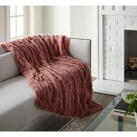 Crafted by Catherine 50" x 60" Faux Ruched Rabbit Fur Throw (Assorted Colors)
