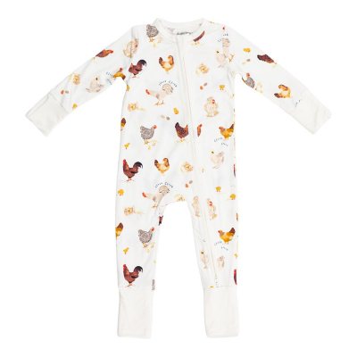 2-Way Zipper Romper White Collector Chickens 18-24M:- White Collector Chickens, 18-24M