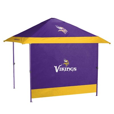Logo Brands Officially Licensed NFL Pagoda Tent Canopy with Frame and Side Panel- Minnesota Vikings