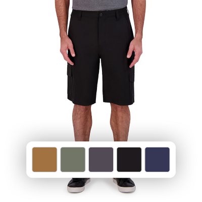 IRON Clothing Men's Flex Waistband Stretch Hybrid Multi Pocket Cargo Short Black 32:- Black, 32