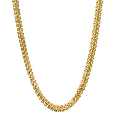 Stainless Steel 14K Gold Franco Link Chain Necklace 24 Inches / Gun Metal