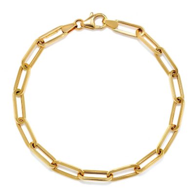 Small Link Paperclip Chain Bracelet in 14K Gold