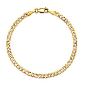 Diamond Cut Curb Chain Bracelet in 14K Two-Tone Gold, 3.65mm