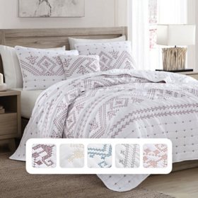 Brielle Home Cross Stitch Quilt Set (Various Sizes and Colors)