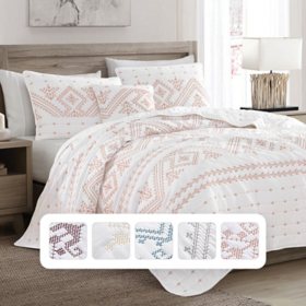 Brielle Home Cross Stitch Quilt Set (Various Sizes and Colors)