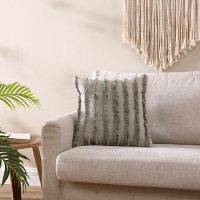 Brielle Home Remy Stone Washed Tufted Stripe Decorative Throw Pillow, 18 x 18 (Assorted colors)