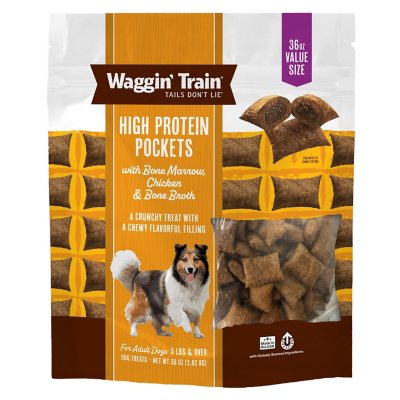 Waggin Train Chicken Bone Broth High Protein Pockets with Bone Marrow 36oz Pouch Sam s Club