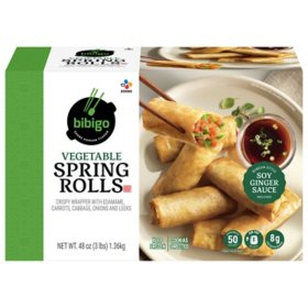 Bibigo Vegetable Spring Roll with Ginger Sauce, Frozen, 48 oz.