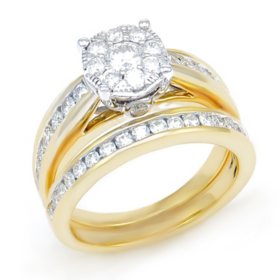 1.29 CT. T.W. Diamond Composite Wedding Ring Set in 14K Yellow Gold I/I1