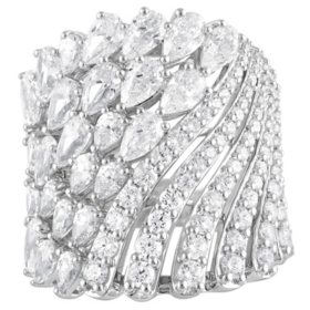 5.33 CT. T.W Pear and Round Cut Diamond Fashion Ring in 14K White Gold