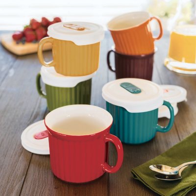 Stoneware Mugs with Lids, Set of 6 - Sam's Club