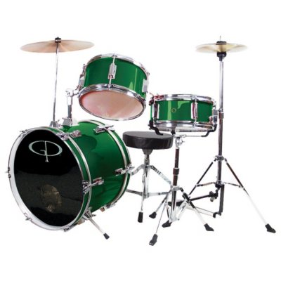 GP Percussion 3-Piece Complete Junior Drum Set, Metallic Red 