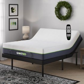 GhostBed 12" Gel Memory Foam Luxury Cooling Mattress and Adjustable Base Set (Assorted Sizes)