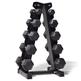 Centr 5-25 Lb Dumbbell Weight Set with Rack, 150 lb Set with 3-Month Digital Centr Membership