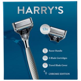 Harry's Chrome Edition Men's Razor, 1 Handle + 13 Refills