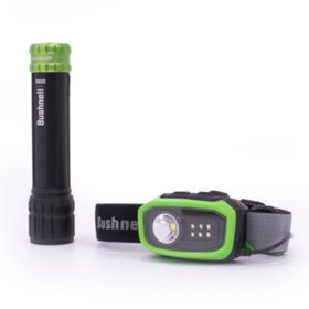 Bushnell Rechargeable 1000 Lumen Flashlight and Rechargeable 300 Lumen Headlamp Combo