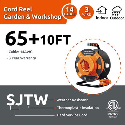 Link2Home Reverse Garden Cord Reel 75' Extension Cord - 14 AWG