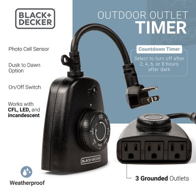 Black + Decker Set of 2 Wireless Remote-Control Outdoor Outlets 