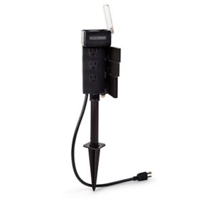 BLACK+DECKER Garden Timer Stake with 6 Grounded Outlets - Waterproof Overload		