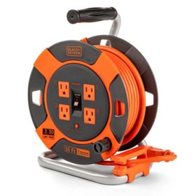 Masterplug 100' Heavy Duty Extension Cord Reel with Wall Mounting