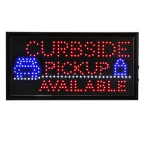 Alpine Industries 19 in. x 10 in. LED Rectangular Curbside Pickup Available Sign with Two Display Modes