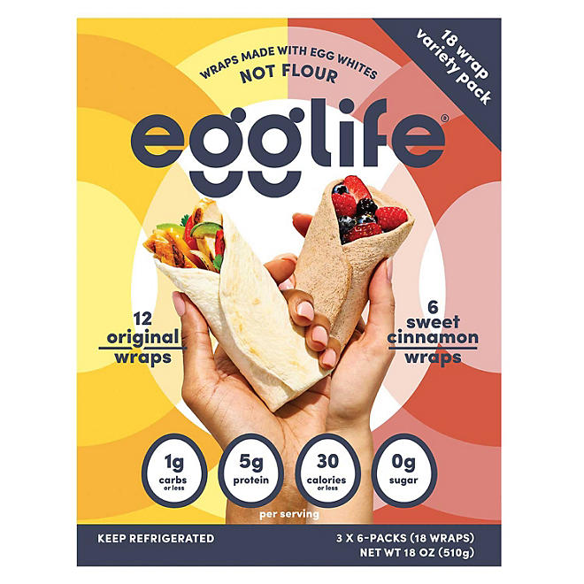 Egglife Egg White Wraps, Variety Pack 18 ct.