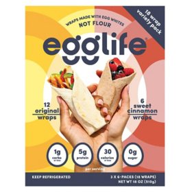 Egglife Egg White Wraps, Variety Pack (18 ct.)