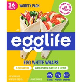 Egglife Original and Garlic Egg White Wraps, 1 oz., 16 ct.