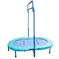Bounce Galaxy Mini Oval Rebounder Trampoline with Double Adjustable Handrail and Dual Jumping Surface for Kids and Adults