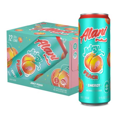 Alani Nu Energy Drink Juicy Peach 12 fl. oz, 12 pk. Sam's Club