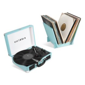 Victrola Journey+ Bluetooth Suitcase Record Player with Matching Record Stand (Choose Color)