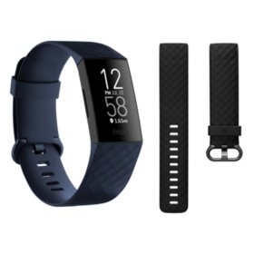 Fitbit Charge 4 Advanced Fitness Tracker + GPS - Storm Blue, One Size (Small & Large Bands Included)