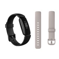 Fitbit Inspire 2 Bundle - Black Watch, Black Band (L/S, 1 Clasp), White Bonus Band (L/S, 2 clasps)