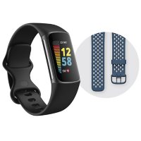 Fitbit Charge 5 Advanced Fitness and Health Tracker with Built-in GPS, Stress Management Tools and 24/7 Heart Rate Bundle, Black, One Size (Bonus Band Included)
