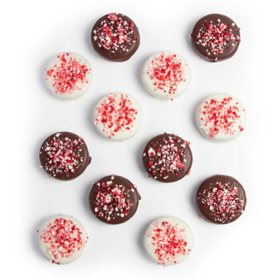Golden State Fruit White and Dark Chocolate Covered Oreos with Peppermint Crumbles