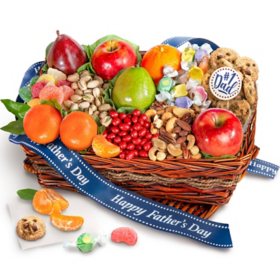 A Gift Inside Father's Day Fruit and Snacks Gift Basket		